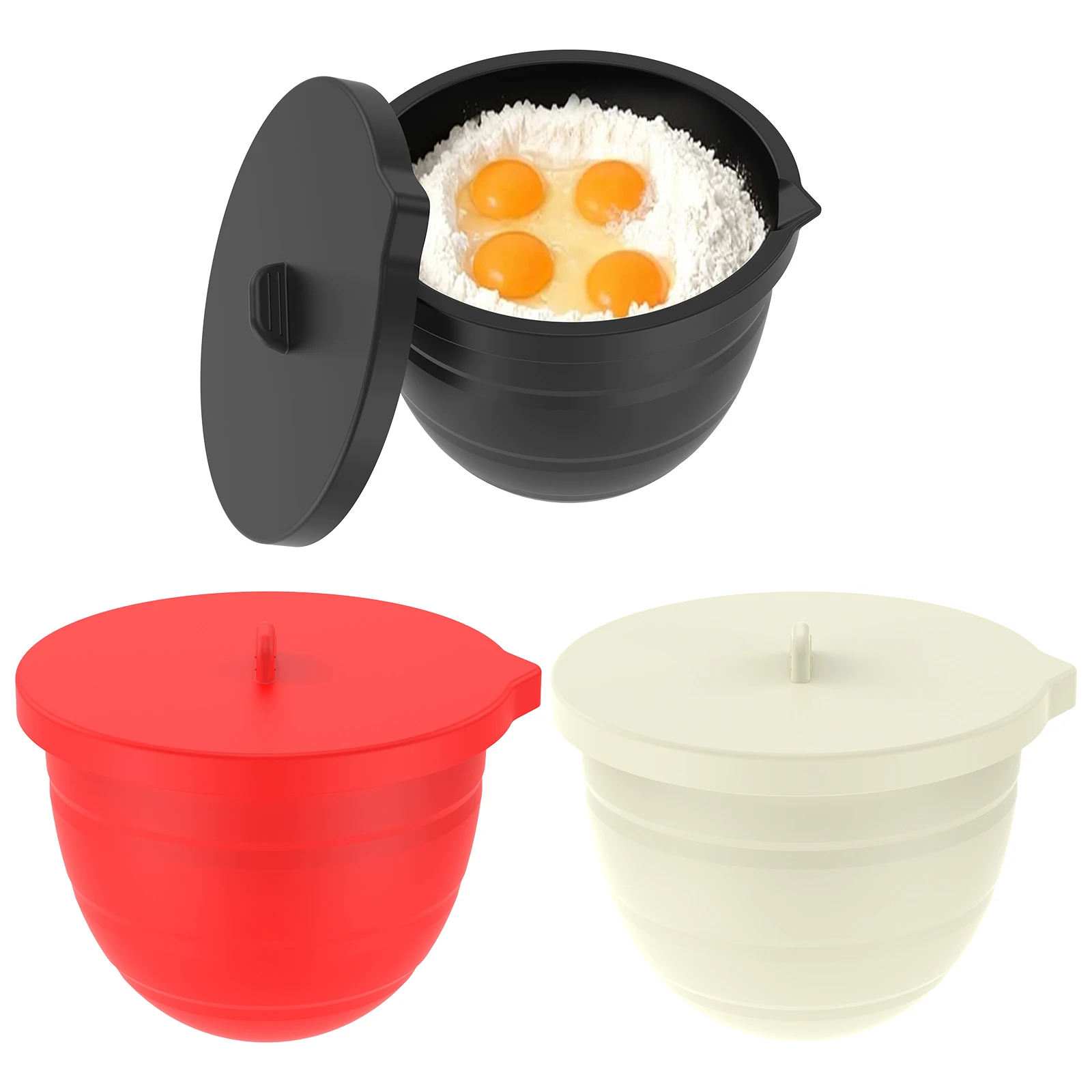 

3Pcs Silicone Liner with Lid for 5 Qt Tilt Head Stand Mixer Foldable Silicone Mixer Bowl Liner Dishwasher Safe for Kitchen Tool