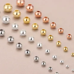 100% Real Sterling 925 Silver Small Beads Pated Rose Gold Platinum Diy Material Accessory For Bracelet Necklace Fashion Jewerly