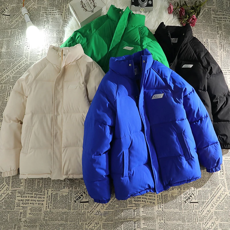 Abrigos gruesos de algodón para mujer, Parkas holgadas de gran tamaño con cuello levantado, chaquetas cortas acolchadas cálidas informales coreanas para invierno 2022