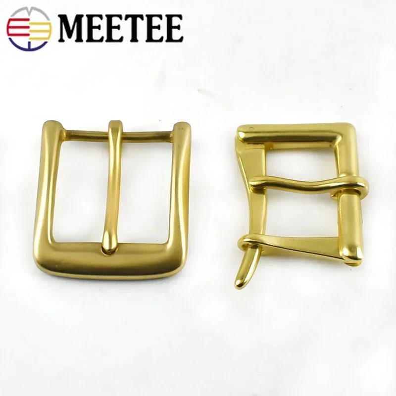 Meetee 1Pc 40mm Wide Belt Buckle Pure Brass Pin Buckles Repair Accessories Men\'s Band Head for 36-38mm Tape DIY Leather Craft