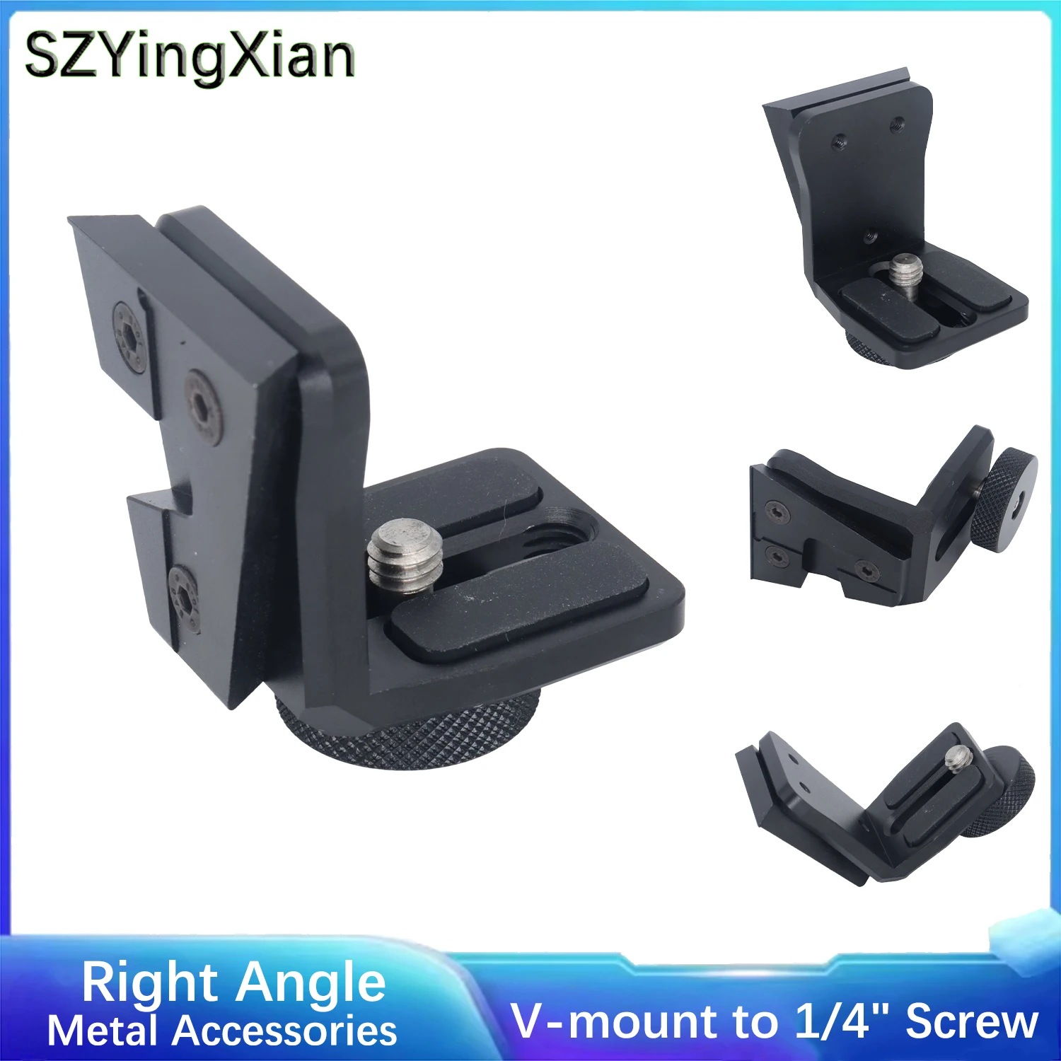 V-Mount Right Angle Extender Connected to Video Monitor, 1/4 