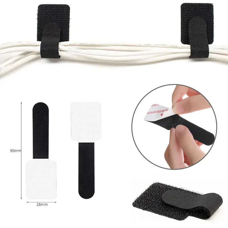 

5/12/20Pcs Hook and Loop Tape Wire Organizer 3M Self Adhesive Cable Ties Desk Wire Organizer Cable Straps Wrap Zip Bundle Ties