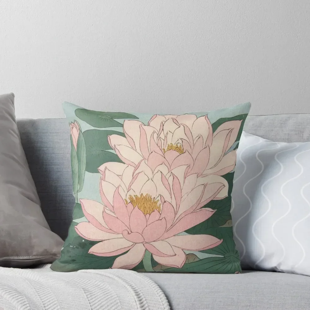 

Flowering Water Lily, Ohara Koson Throw Pillow Sofa Cushions Luxury Pillow Case pillow cover luxury