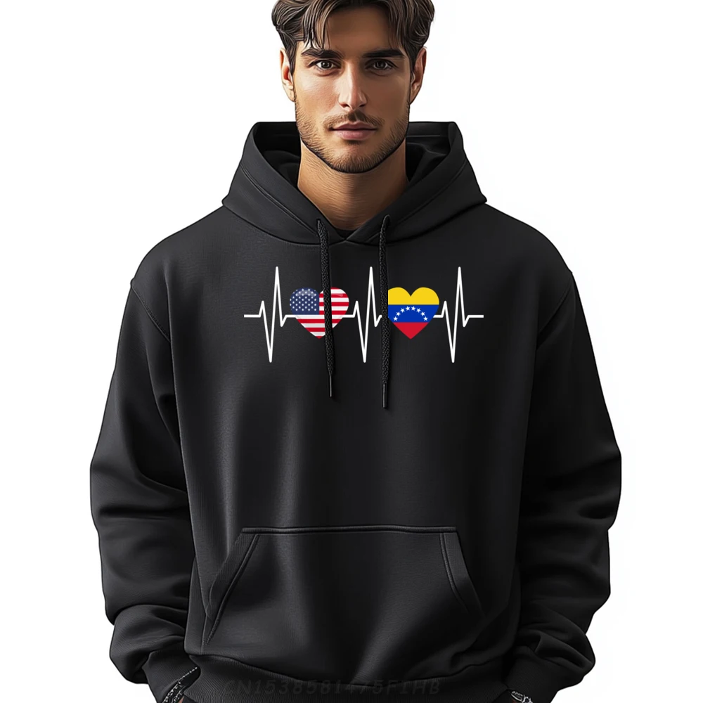 

Usa Venezuela Heartbeat America Venezuelan Flag Heart Red And Black Graphic Hoodie Luxury Sweater Plus Size Harajuku