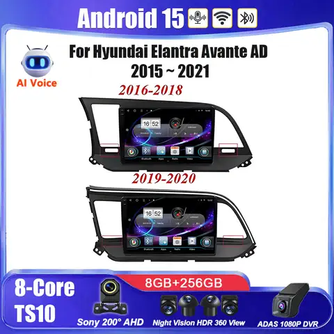 현대 엘란트라 아반떼 AD 2015~2021용 안드로이드 15 카 멀티미디어 GPS 라디오 내비게이션 플레이어 카플레이 360 버드뷰 3D 현대 엘란트라 아반떼 AD 2015~2021용 안드로이드 15 카 멀티미디어 GPS 라디오 내비게이션 플레이어 카플레이 360 버드뷰 3D