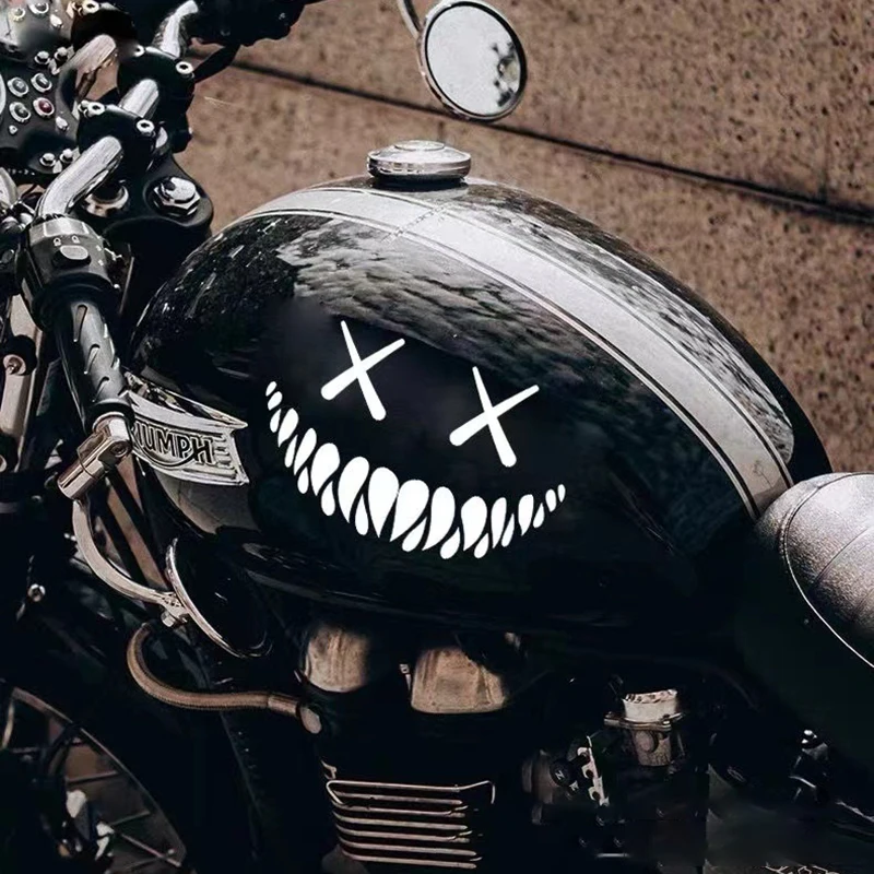 1pcs Motorcycle stickers Devil Smiling Face Style stickers Decorative stickers RGB luminous stickers safety Warning stickers