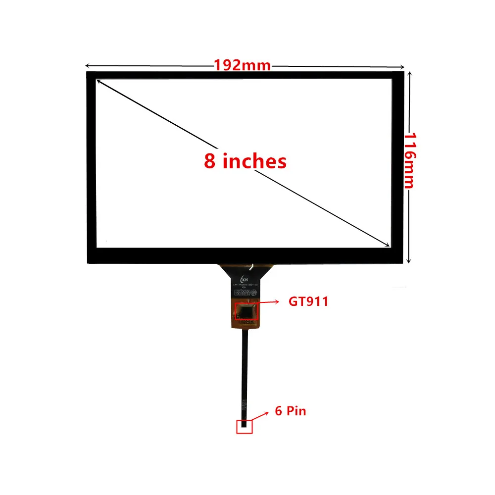 8-calowy 192 mm * 116 mm Raspberry Pi Wysoka kompatybilność Uniwersalna nawigacja Pojemnościowy Digitizer Panel dotykowy Szkło