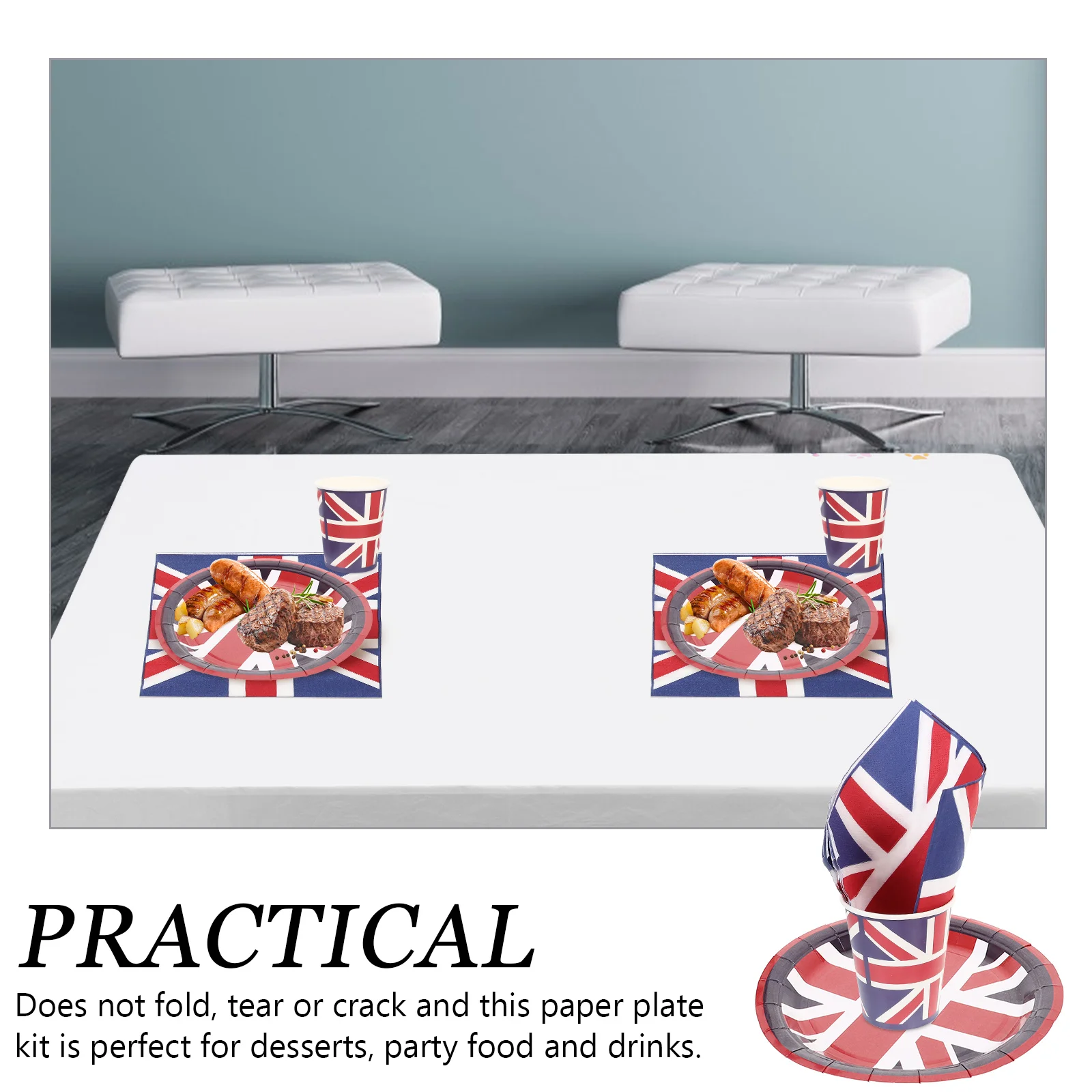 

1Set Uk Flag Paper Tableware Party Decoration Disposable Cake Plates Napkins Birthday Party Supplies Paper Cups and Plates