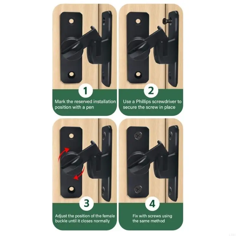

L9BE Practical Safe Upgrades with Sturdy Door Latches Portable Accessory for Various Door Thicknesses Office Daily Use