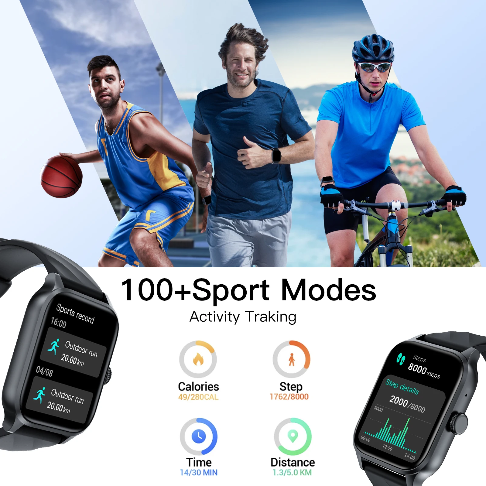 Weofly Active Smart Watch Heart Rate Monitor IP67 Wireless BT Call Smartwatch Voice Assistant Fitness Bracelet For IOS Android