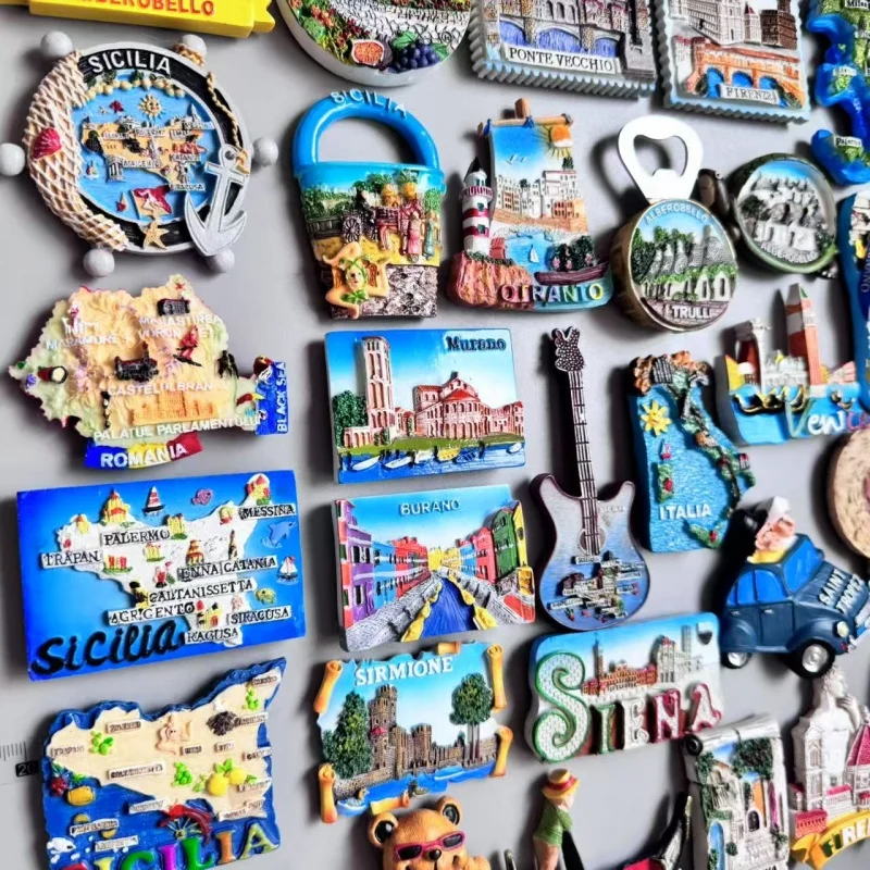 Italy Fridge Magnets SICILIA Alberobello Murano Burano Firenze Bologna Venice Siena Roma Taormina Decorative Magnets Stickers