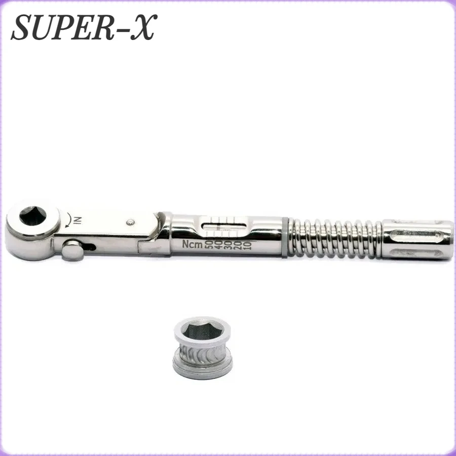 

Dental Implant Torque Ratchet Wrench Tool 10.5 MM , 10-50 NCM Stainless Steel Dental Prosthetic Kit for Screwdrivers