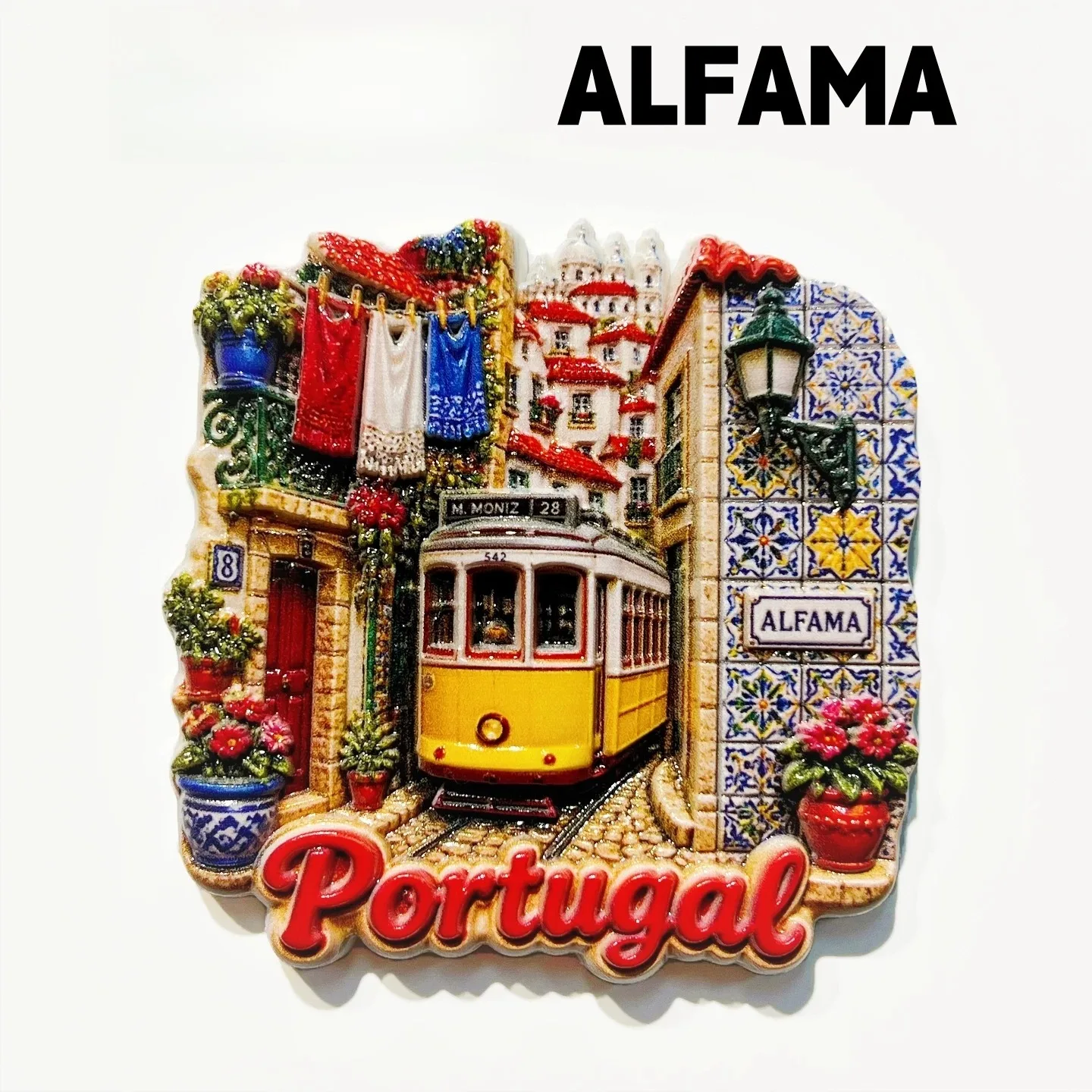 Lisbon, Alfama 3D Fridge Magnets Portugal Tourism Souvenir UV Printing Resin Refrigerator Magnets Sticker Gift Home Decoration