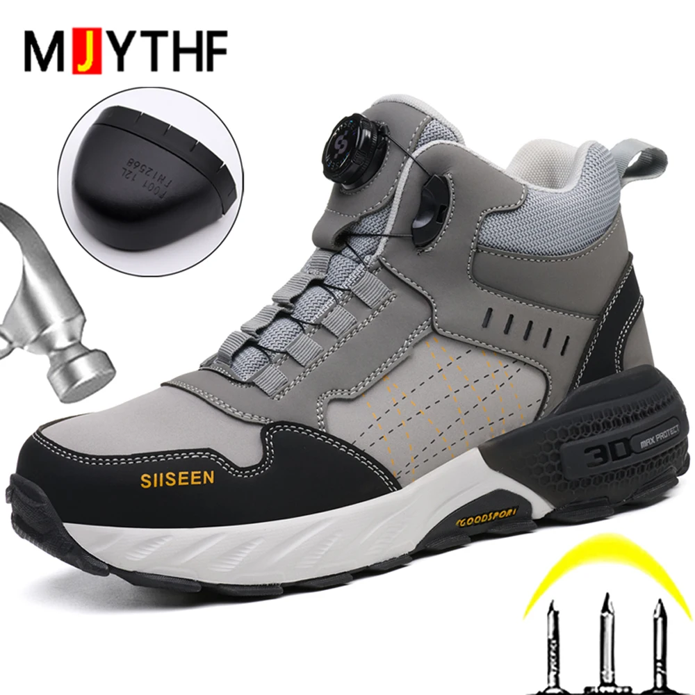 Winter Boots With Rotating Button Safety Boots Men Shoes Puncture-Proof Work Boots Steel Toe Shoes Indestructible Security Boots