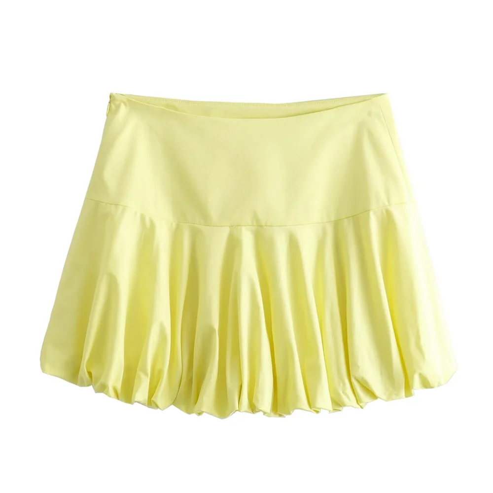PB&ZA 2024 Spring New Women\'s Style Casual Versatile Sleeveless Round Neck Vest Pleated High Waist Short Skirt Set
