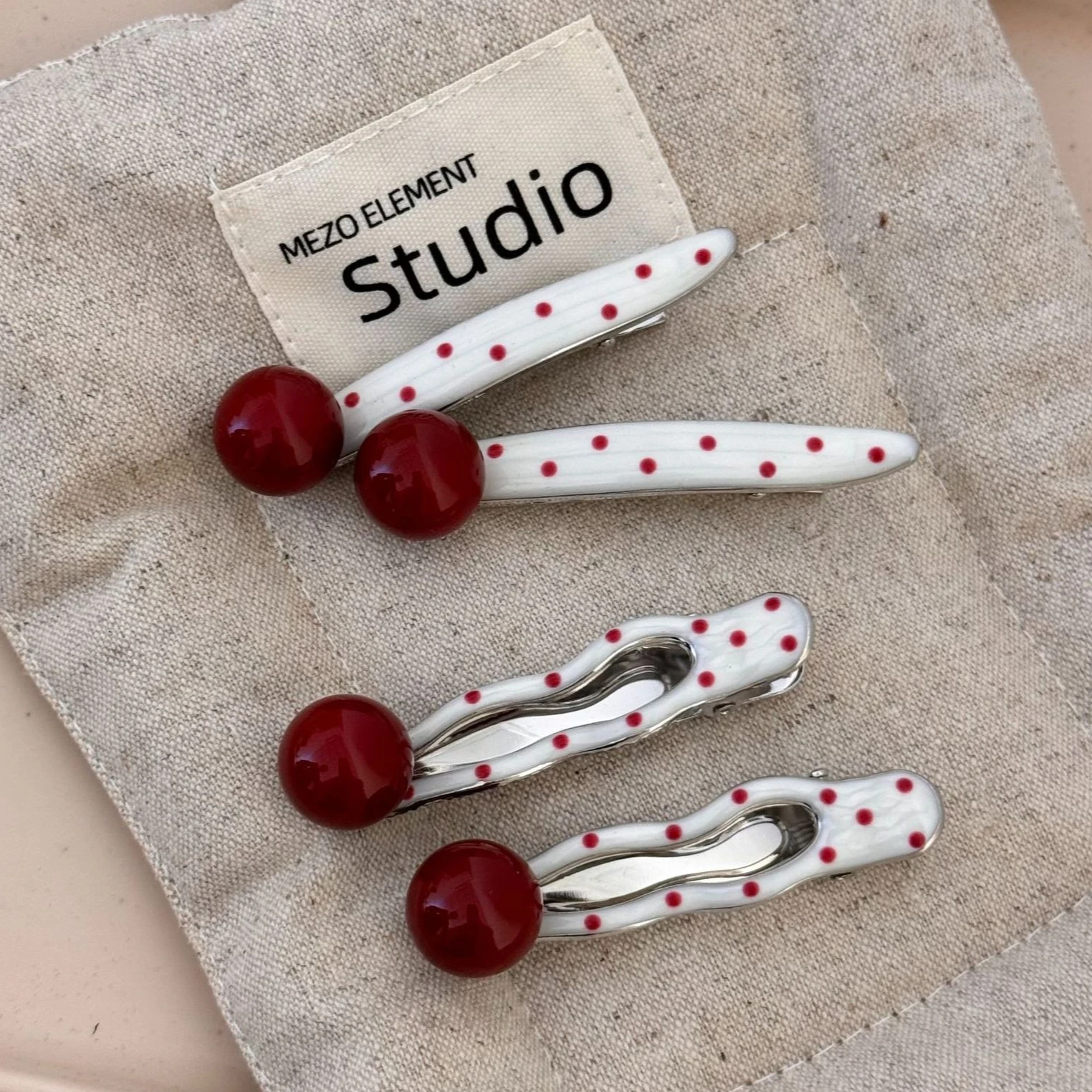 الأحمر البولكا نقطة مقاطع الشعر 2 قطعة مقاطع التمساح اللؤلؤ الحلو اشراق المشابك الفرنسية للفتيات لون البشرة الاغراء اكسسوارات #1