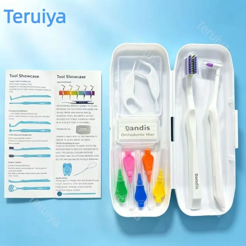 10 Sets Orthodontic Oral Care Kit, 4 Dental Floss Picks, 5 Coin Interdental Brushes, Orthodontic Wax  Toothbrush for Braces