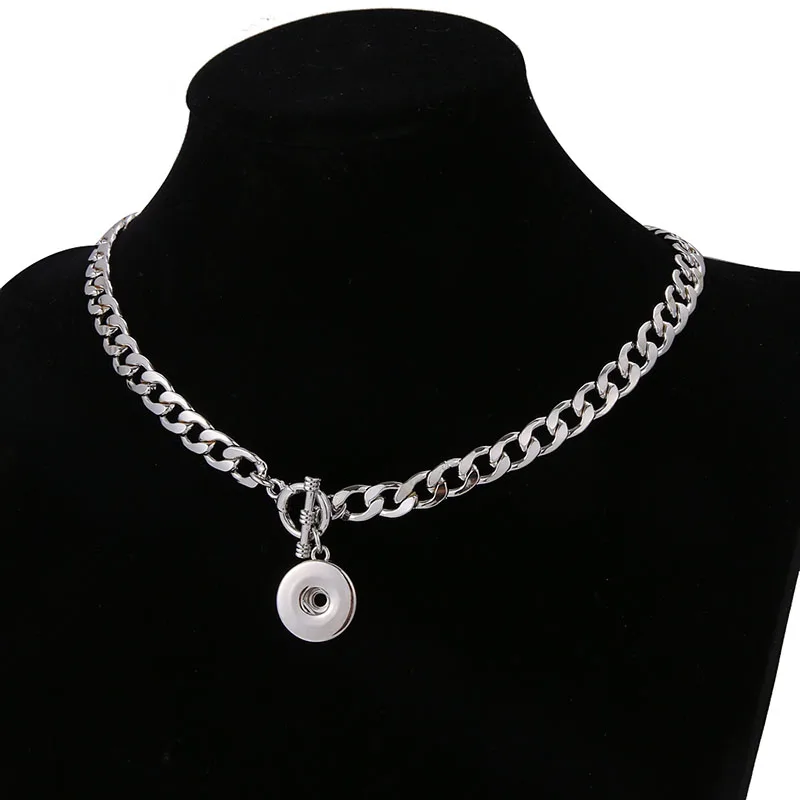 DJ0217 New O-shaped Chain 18mm Snap necklace bracelets Collar Pendant fit DIY 18MM snap buttons jewelry wholesale Gift