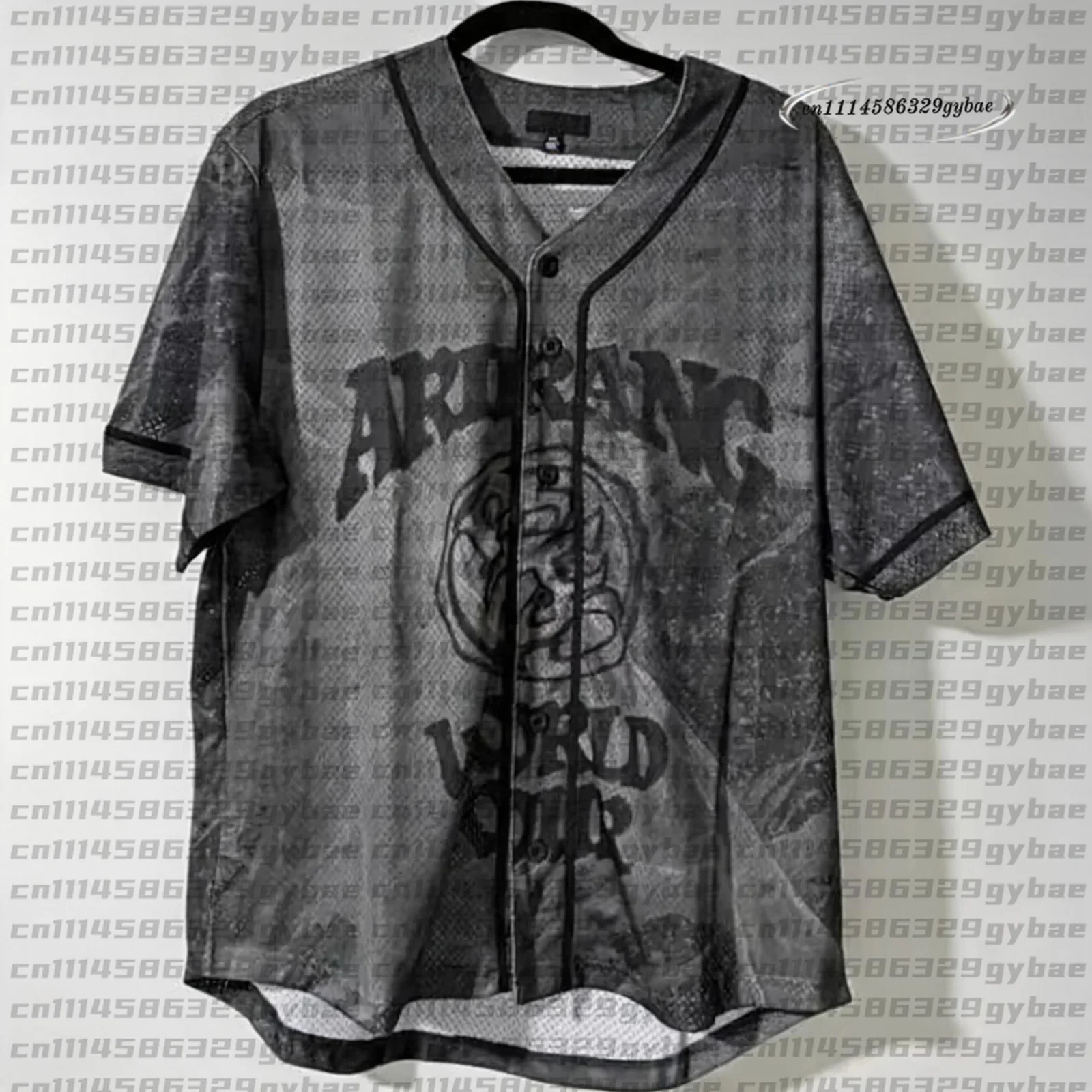 Breathable Mesh Sport Jersey Unisex ARIRANG V‑Neck Button‑Up Short Sleeve Quick Dry Casual Fan Collectible Street Fans Shirt