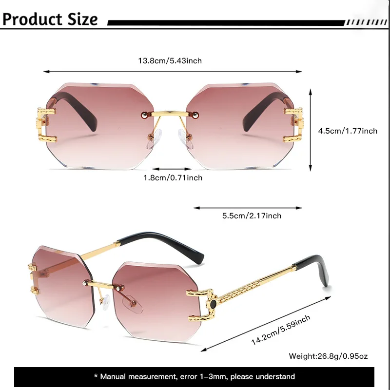 New Small Rectangle Rimless Sunglasses Women Square Vintage Sun Glasses Designer Men Retro Trendy Gradient Eyeglasses image 6