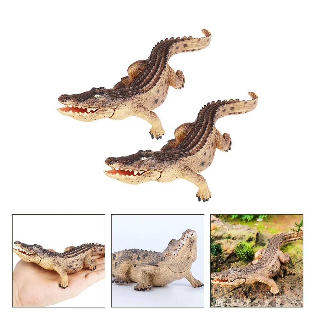 2 pçs modelo de crocodilo brinquedo simulado simulação figuras animais reconhecimento estatueta modelos falsos