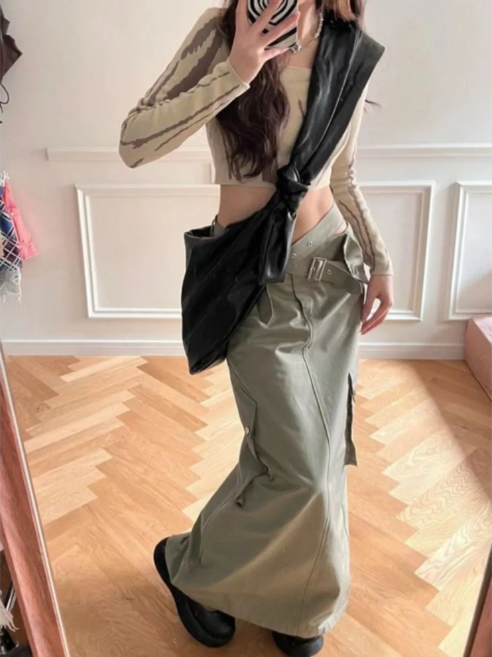 American Drawstring Moda Safari Style Skirt Summer New Minority Spice Girls Faldas Straight High Waist Slim Bodycon Falda