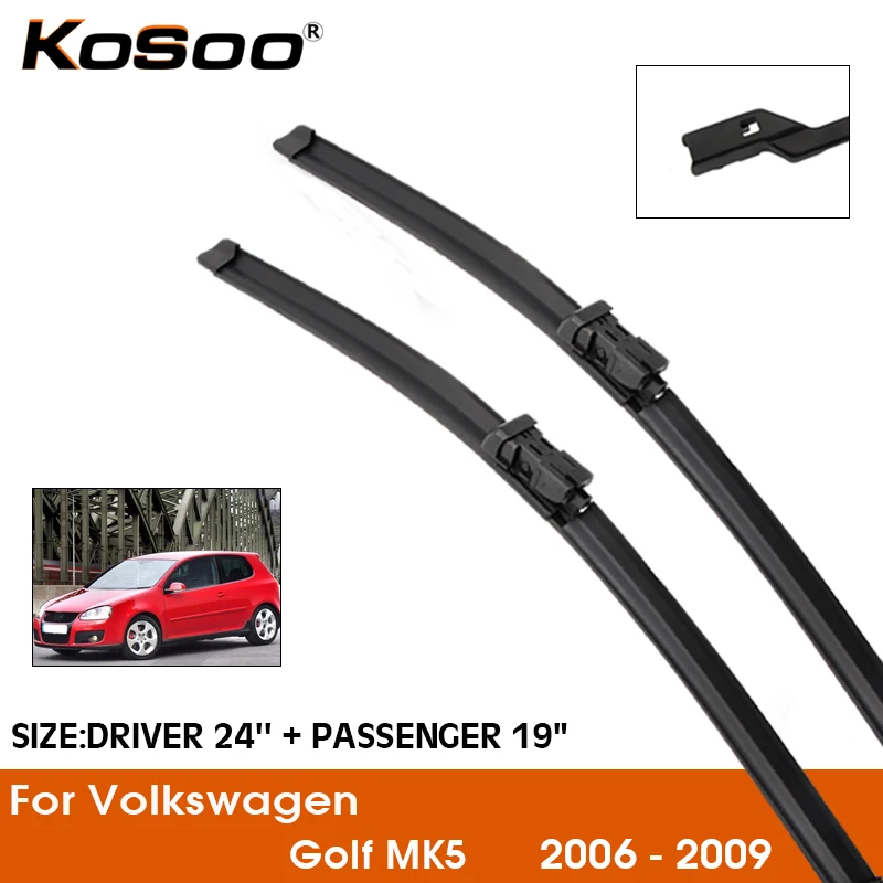 

Car Wiper Blade For Volkswagen Golf MK5 2006-2009 Windshield Rubber Silicon Refill Front Window Wiper 24"+19" LHD RHD Accessorie