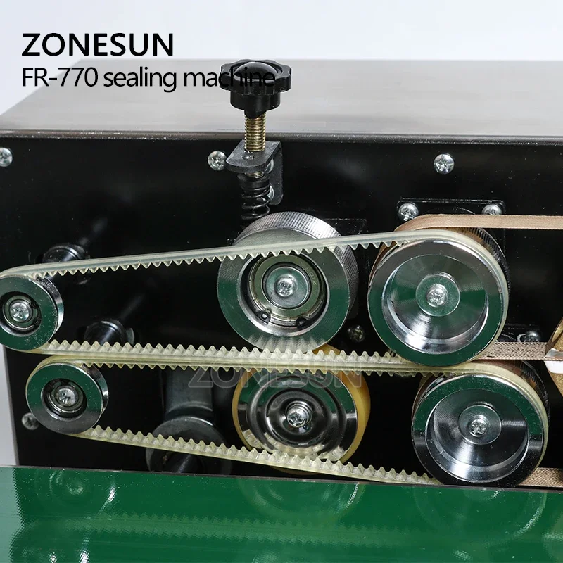 ZONESUN 770 Continuous Auto Film Sealing Machine Horizontal PVC Membrane Bag Film Sealer with 2 Mark Wheels Food Packing Machine