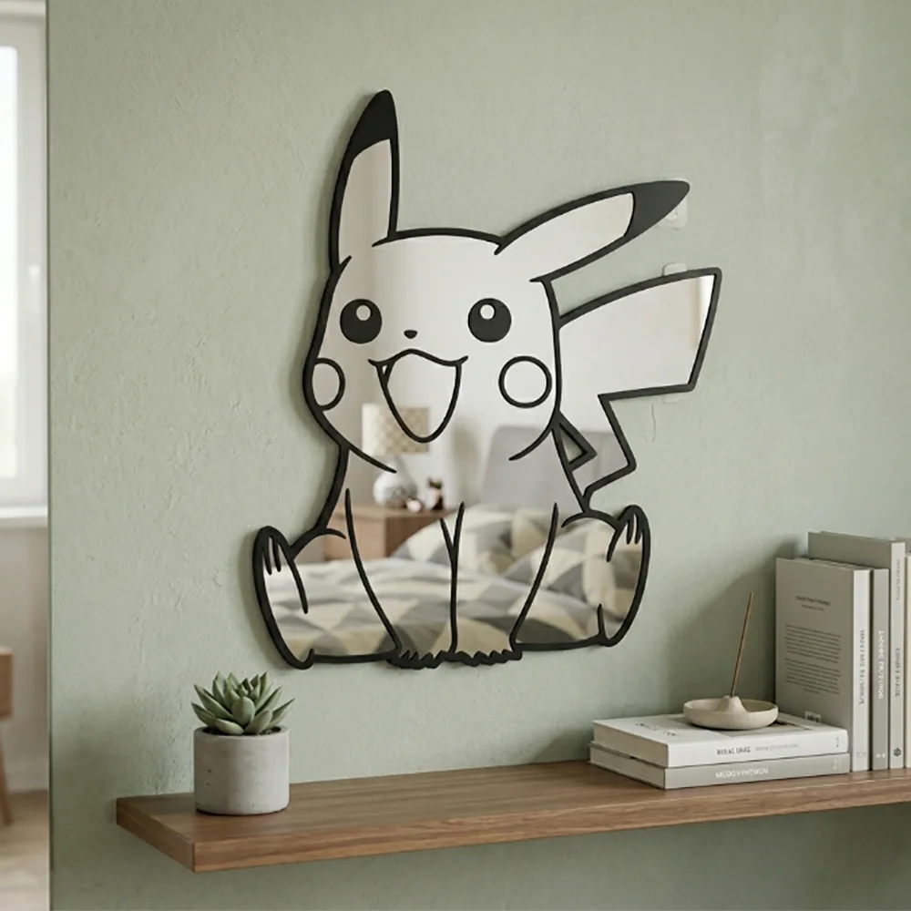 

Kawaii Pikachu Acrylic Mirror - Cute Pokemon Anime Wall Decor for Bedroom & Desk, Aesthetic Room Decoration Gift