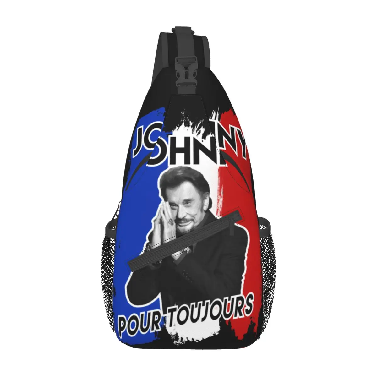 Johnny Hallyday-Bolso cruzado Forever para el pecho, mochila de hombro con música Rock, mochila de día para viajes, senderismo y ciclismo