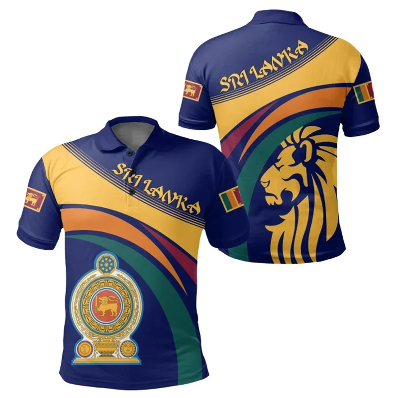 The Democratic Socialist Republic-of Sri Lanka Flag 3D Printing Polo Shirt Sri Lanka Emblem Graphic Polo Shirts Mens Polos Tops