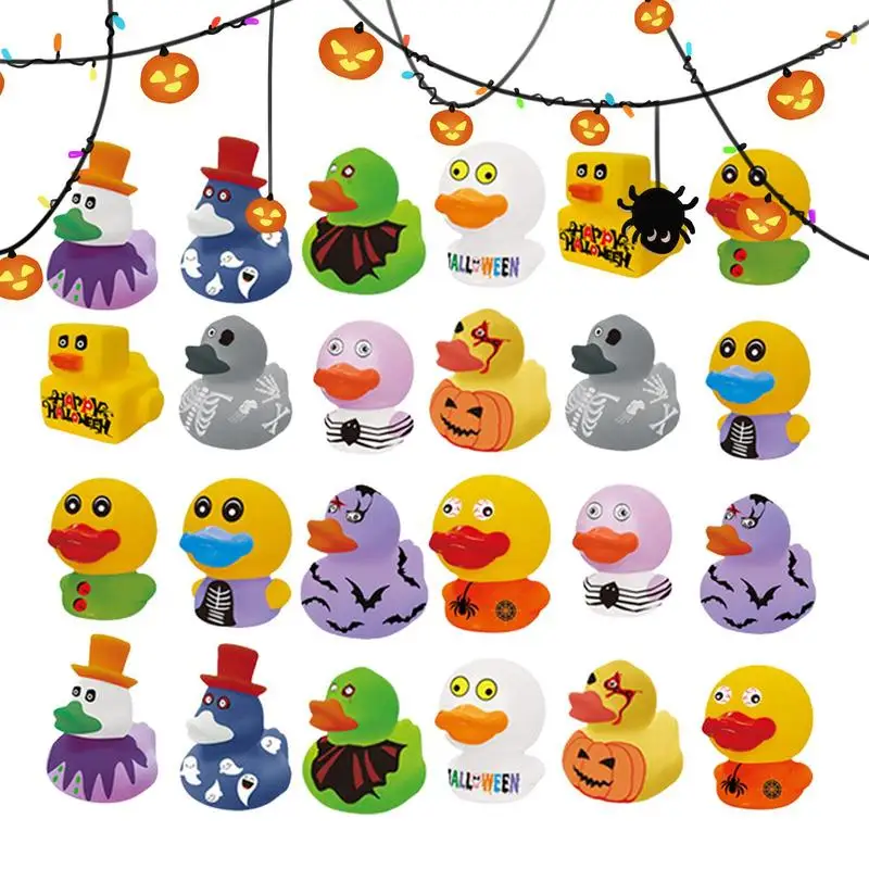 

Baby Bath Toys 24pcs Mini Halloween Rubber Ducks Assorted Fancy Floating Novelty Duck For Kids Boys Girls Halloween Party Gifts