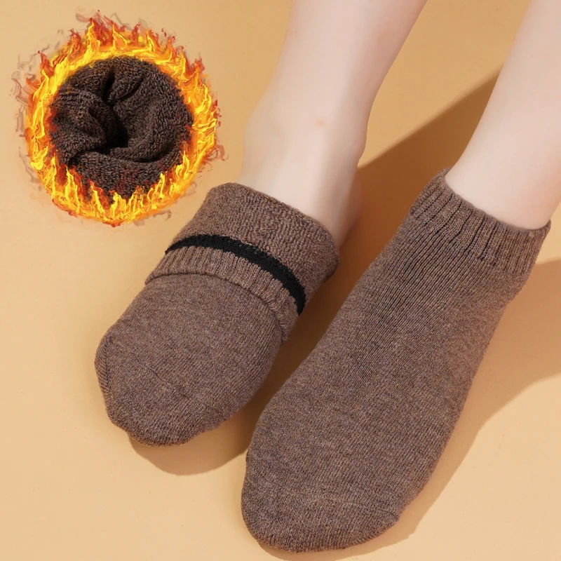 

High Quality Pretty Daily Casual Cosy Pure Color Terry Ankle Socks Female Autumn Winter Warm Comfortable Soft Breathable Socks