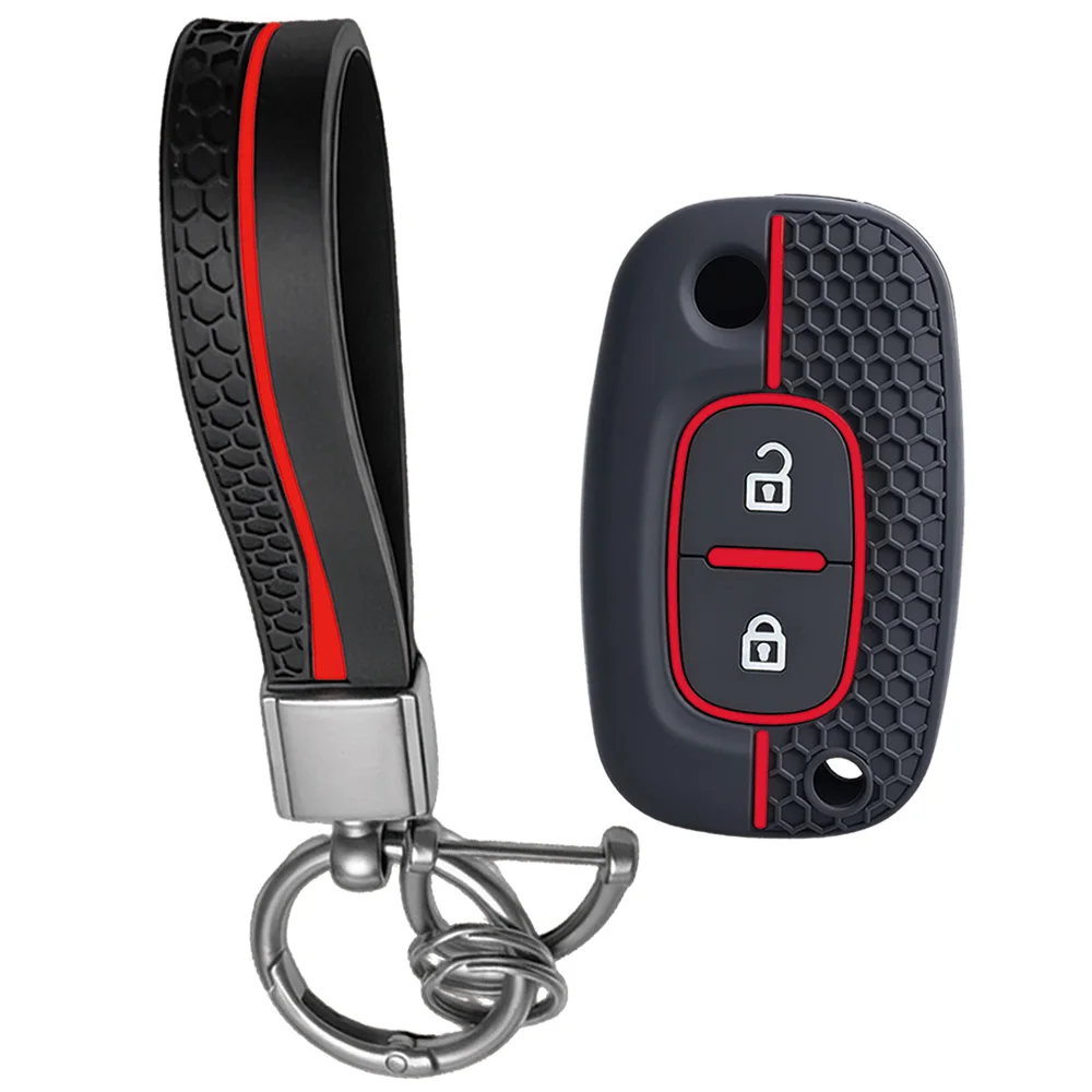 For Renault Clio 3 Twingo 2 Modus Kangoo Scenic 2 Megane 2 silicone car key fob cover with wrist strap and key ring