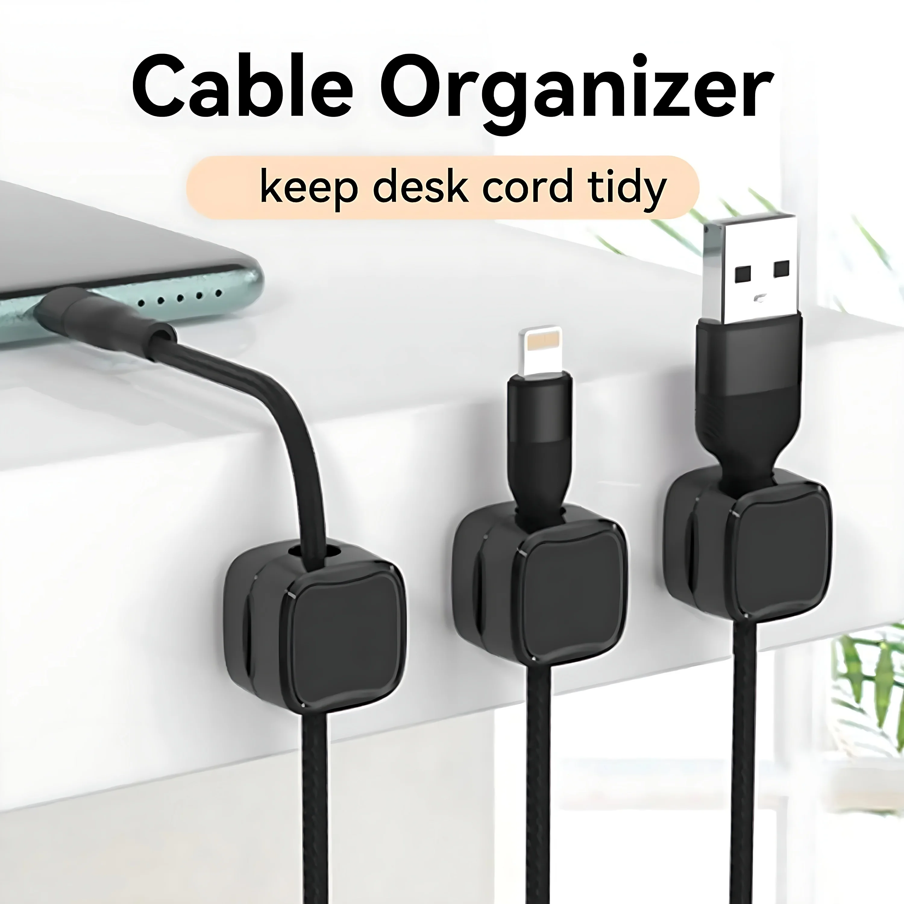 6/9/12 Pcs Magnetic Cable Clip Cord Holder Adhesive Wire Holder Keeper Organizer for Home Office Car Under Desk Cable Management