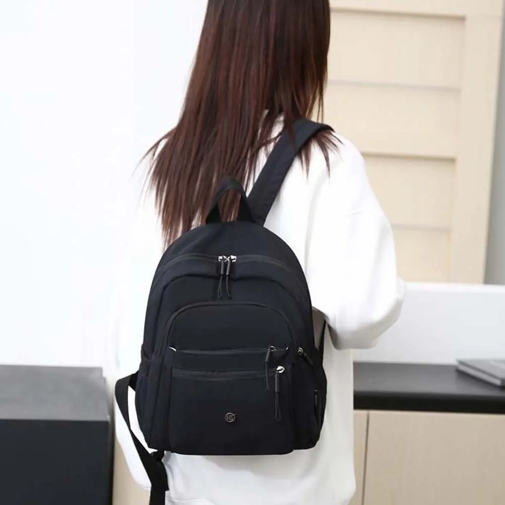 

Large Capacity Oxford Cloth Backpack Japanese Style Solid Color Women School Bag Adjustable Soft Shoulder Pouch Men