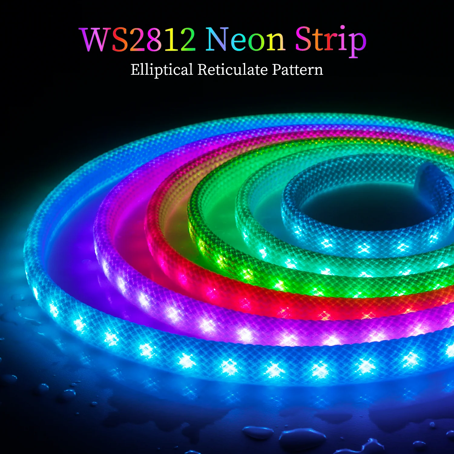 

WS2812B WS2812 Round Reticulate Pattern Neon LED Strips 60Leds/m Smart RGBIC Full color soft Silicone Light strip Tape IP67 DC5V