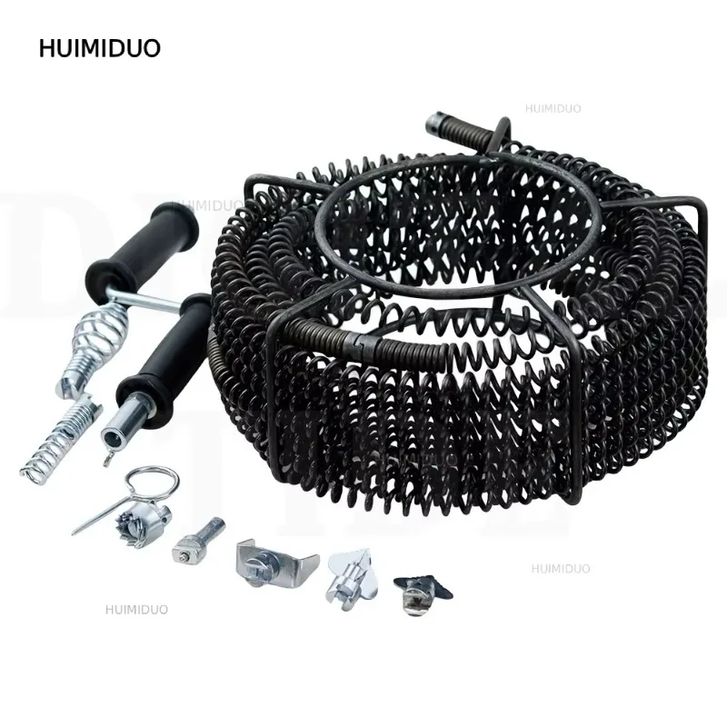 12m Length 16mm Out Diameter Drain Pipe Dredger Brush Extension Spring Cleaning Sewer Dredger Compression Spring With Connector