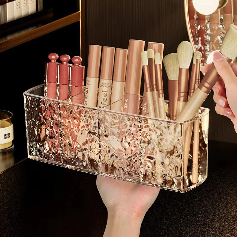 Acrylic Makeup Brush Holder Desk Cosmetic Organiser Lipstick Brush Storage Box Make-up Tool Storage Holder 22*6*8cm/18.5*6*9cm