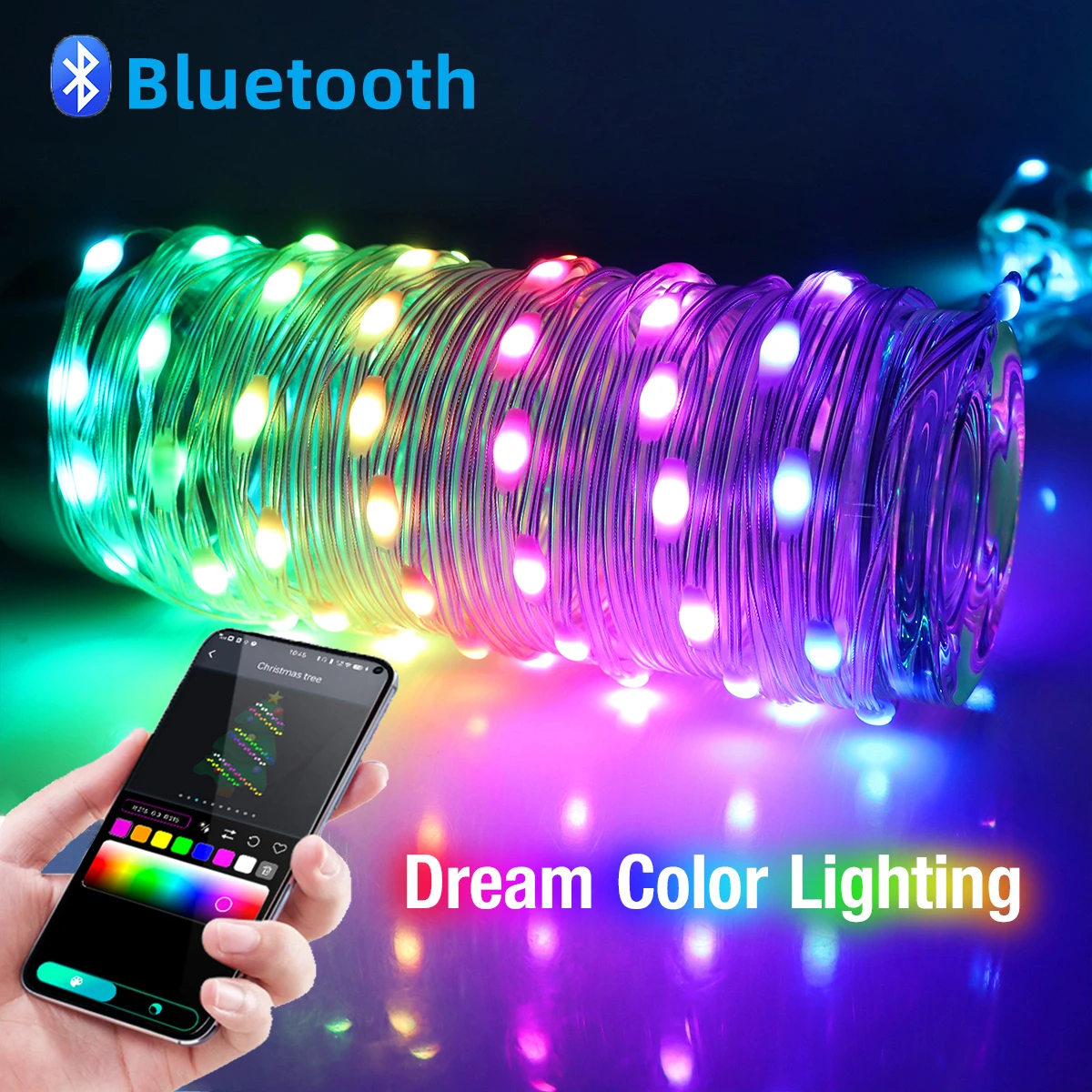 

USB LED Fairy умная Bluetooth-гирлянда с управлением через приложение 5 м/10 м/20 м, водонепроницаемая светодиодная гирлянда для рождества/праздника/фотографий