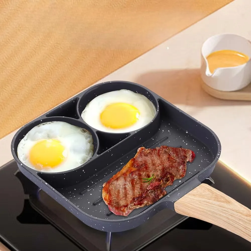 Four Hole Frying Pan Omelet Baking Tray Home Simple Breakfast Pot Fried Food Waffle Fry Pans Flat Bottomed Non Stick Cookware