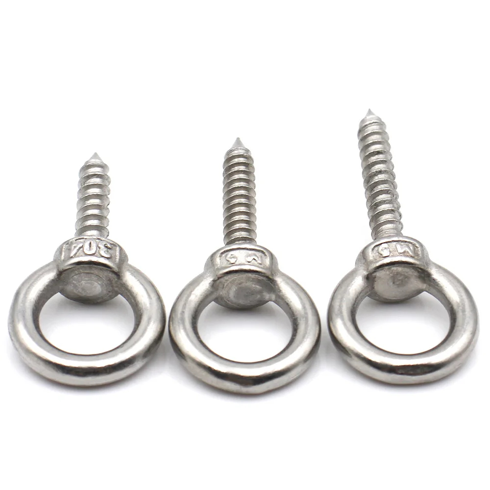 1/2/3pcs 304 Stainless Steel Eye Screw Eyelet Ring Hook Self Tapping Wood Screws M4 M5 M6 M8 M10 M12