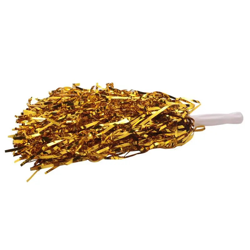 A99I-96Pcs Cheerleading Pom Poms Metallic Foil Cheer Pom Poms With Plastic Handle For Adults Kids Cheerleaders Party Yellow