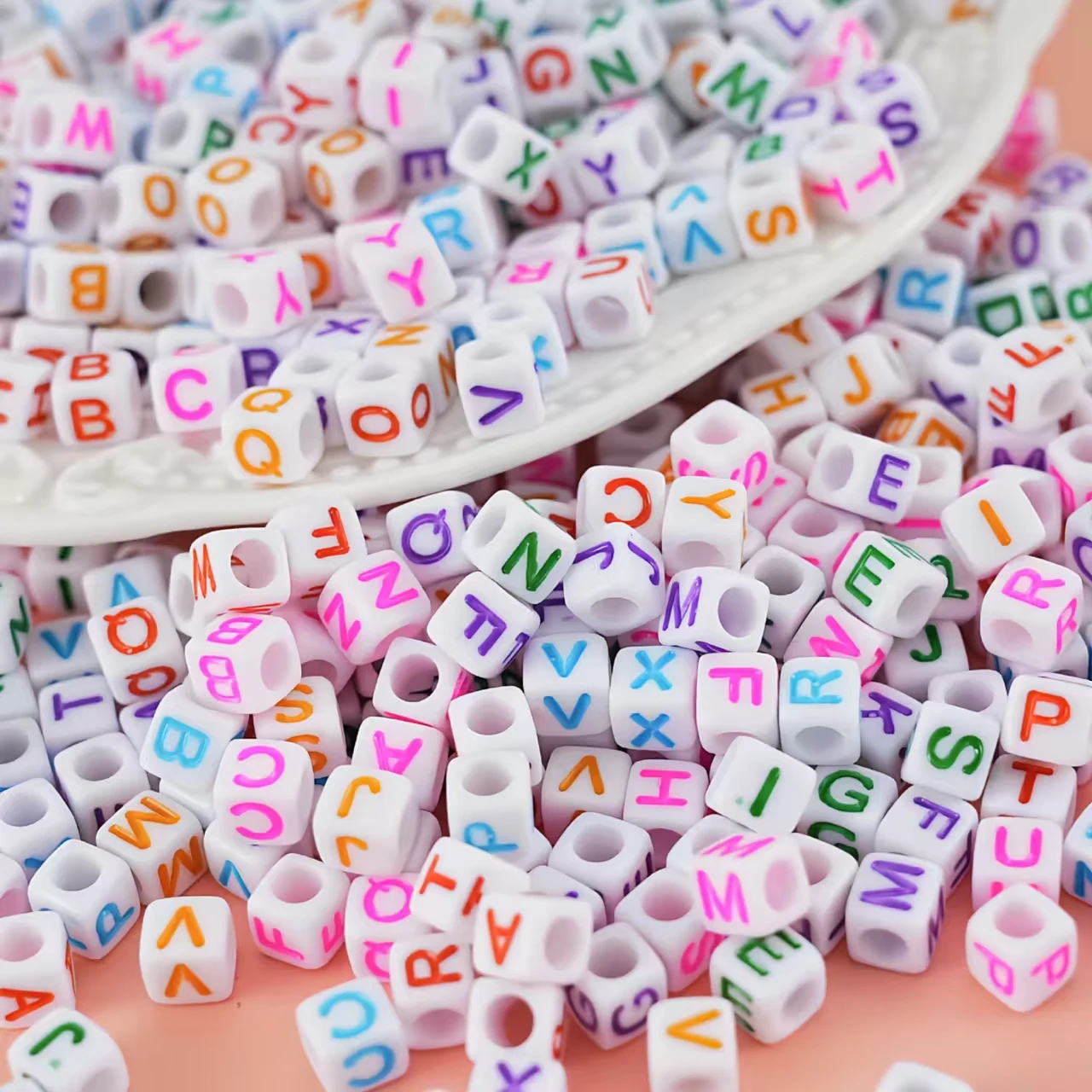 300pcs Color block letter beads 6mm for DIY accessories bracelets necklaces jewelry making