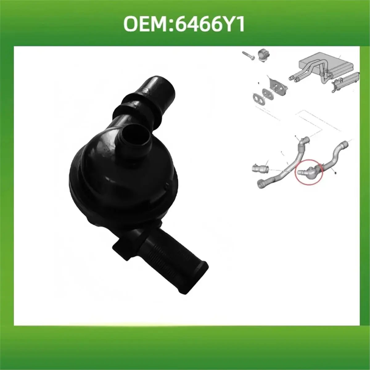 #51D Automotive Heat Supply  pipelineline Joint,6466Y1 Car HEATER WATER PIPE for Peugeot 407 607 Citroen C5 C6 (Black)