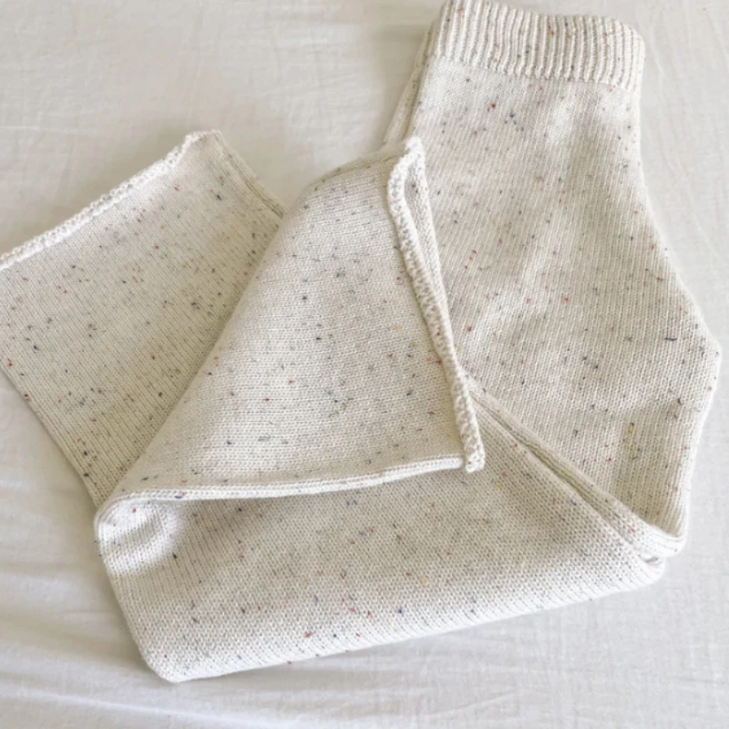 Children’s Sprinkle Knit Pant Kids Minimalistic Simple Style Autumn Casual Wear Baby Nature Cotton Trousers