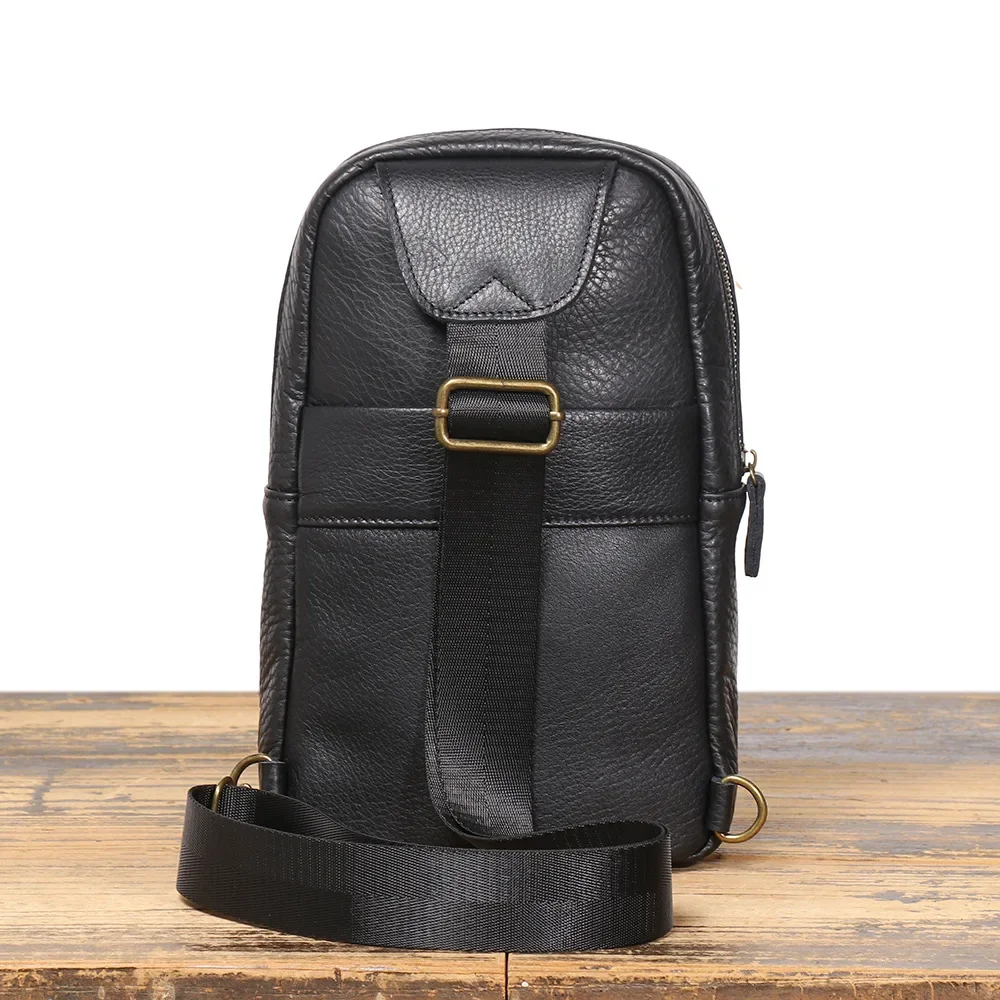 Convertible Top-Grain Cowhide Crossbody Bag Trendy Chest to Waist Pack, Spacious Outdoor-Ready Sling Bag