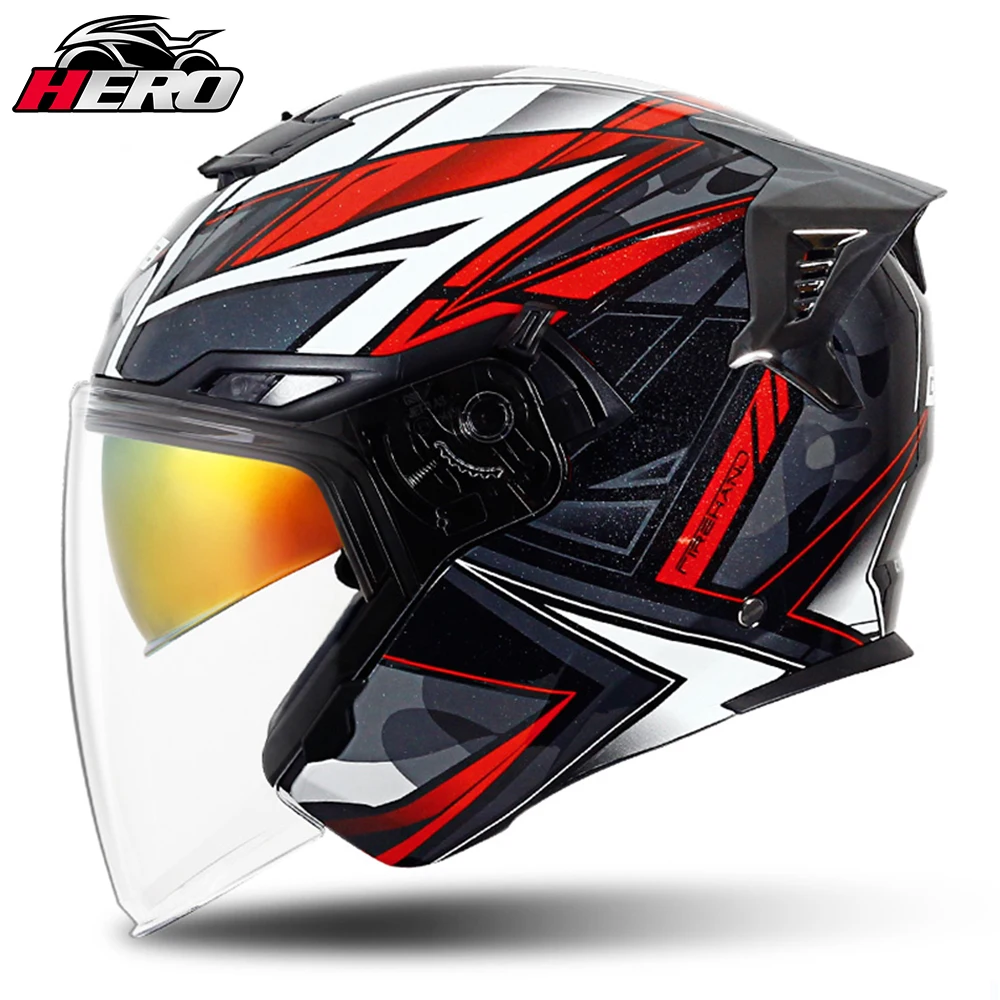 Men Motorcycle Helmet Motorbike Half Helmet Women Dual Lens Scooter Half Helmets Highway Safety Moto Downhill Off-road Helmets