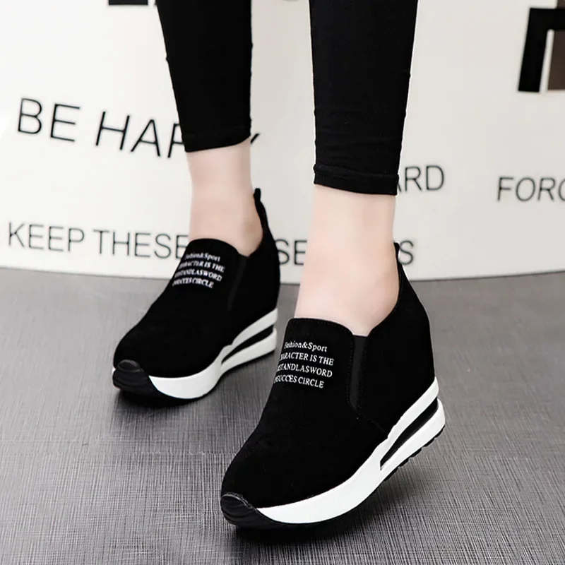 Platform Shoes for Women Casual Hidden Slope Heel Sneakers Women\'s Vulcanized Shoes Breathable Wedge Increase Shoes Women Tenis