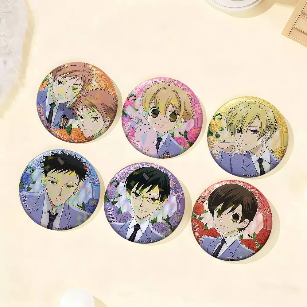 Anime O-Ouran O-Oran High School Badge Set Glass Shine Brooches Lapel Backpack Costume Gifts Decoration birthday
